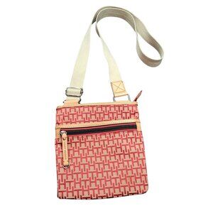 Tommy Hilfiger Tan Red Monogram Crossbody Bag – Small Travel Purse